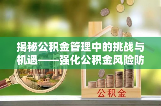 城口揭秘公积金管理中的挑战与机遇——强化公积金风险防控的多维策略